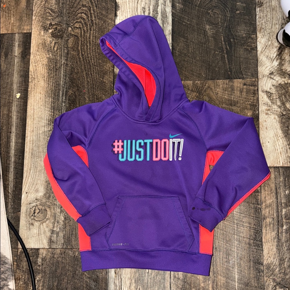 Nike Kids Hoodie with Purple and Orange Accents
